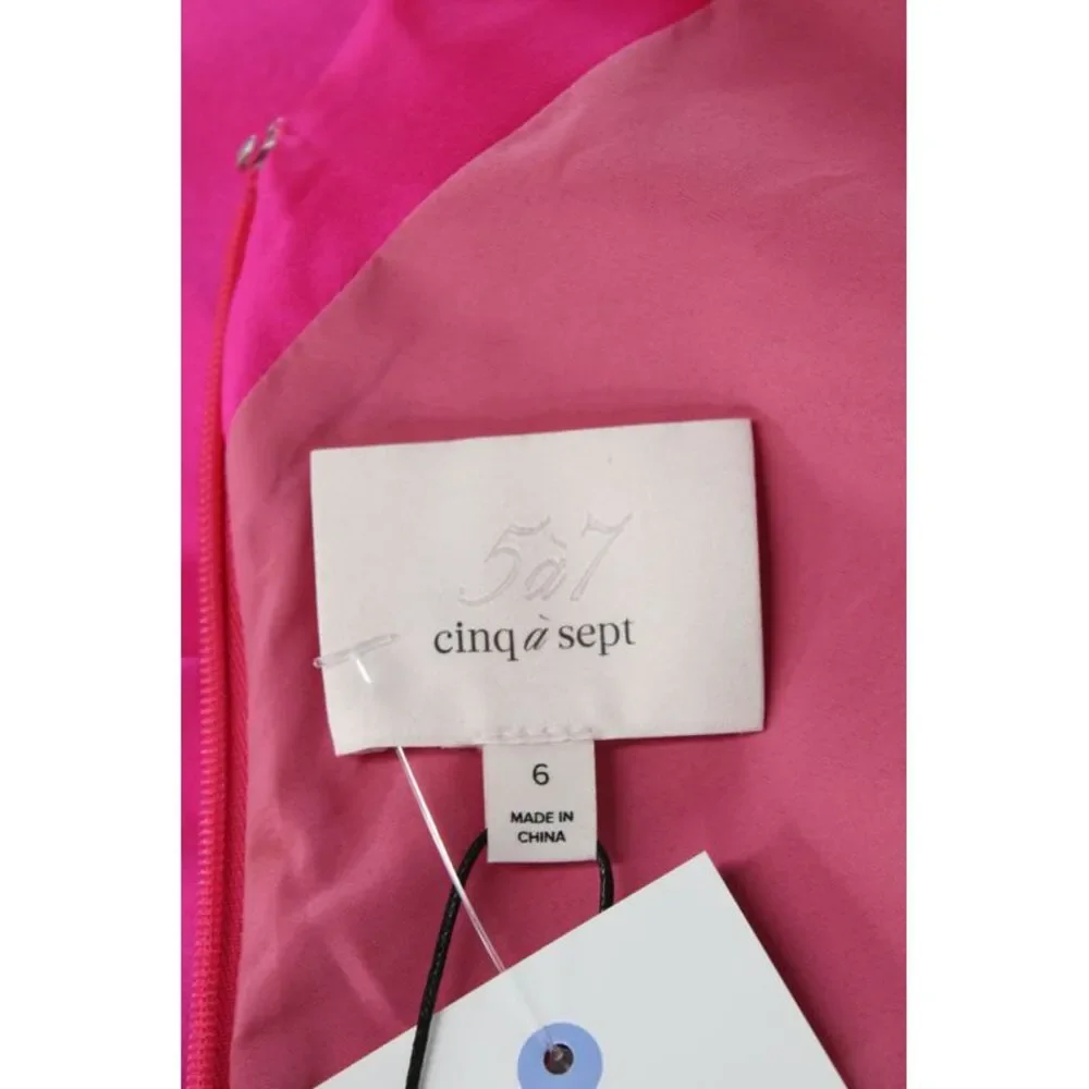 Cinq à Sept Women Silk Slip Dress Pink V-Neck Knee Length Sleeveless Zip Size 6